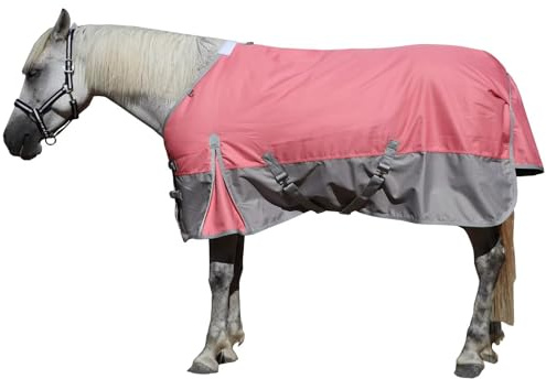 LEAFOREST 1200D Turnout Horse Winter Blanket Waterproof Breathable Snow Proof Heavy Blankets 200g Fill Sheet in The Barn, Stable, Stall, Pasture, Paddock Pink Grey 72 inches