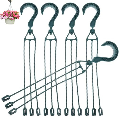 AWAOVV Lot de 5 chaînes suspendues en plastique pour pots de fleurs, crochets de suspension rotatifs à 360° (vert)