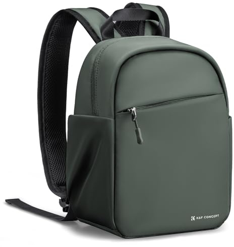 K&F CONCEPT Mochila Cámara Fotos Profesional, Mochila Fotográfica Ligera 5L Resistente al Agua para Uso Diario y Viajes, Compatible con Sony/Canon/Nikon, Compacto con Compartimento para iPad, Verde