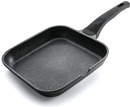 LACOR - 24127 - Asador Liso Eco Piedra 28 cm - Negro