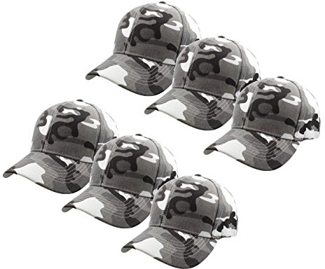 Gelante Plain Blank Baseball Caps Adjustable Back Strap Wholesale Lot 6 Pack - 001-Gray Camo-6Pcs