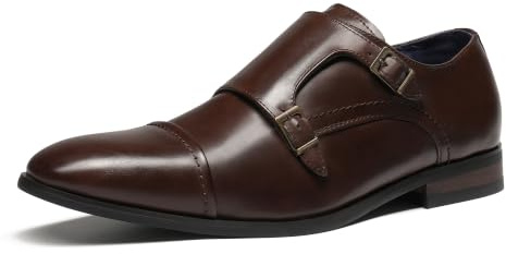 Bruno Marc herrklädloafers Hutchingson formell munk rem slip-on läderskor, 2-brun, 10.5