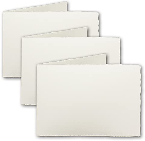 DIN A5 vintage vikkort, äkta kontorspapper, 148 x 210 mm – dubbeldubbeldubbel, naturvit 250 g/m² – Vellumyta – Original Zerkall-byttar 100 Doppelkarten Naturvit