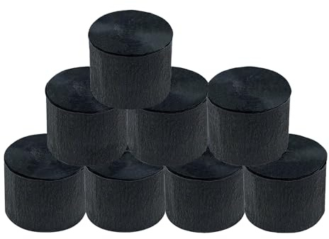 8 rollos de serpentinas de papel crepé negro, boda, cumpleaños, baby shower, decoración de fiesta de Halloween, suministros de bricolaje, decoración de graduación de Año Nuevo