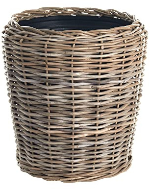 MY SWANKY HOME Classic Woven Round Rattan Planter Basket with Grower's Pot Liner 18 21 27 inch Natural Indoor
