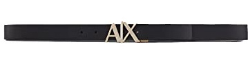 Armani Exchange Men's Essential Reversible Logo Flip Closure Belt, Black/blue navy, 30