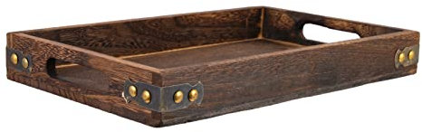 Zerodeko Palet De Madera Maciza Envejecido Bandeja De Madera Fuente Rústica Placa Bandejas De Comida De Madera Pequeño Otomano Bandeja De Te Bandeja De Servir Multifunción Plato De Bistec