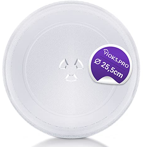 Vioks.pro Mikrowelle Drehteller Ersatz für BOSCH 11002491 Ø 255mm, Ersatz Drehteller für Mikrowelle Teller Glas Universal Mikrowellenteller