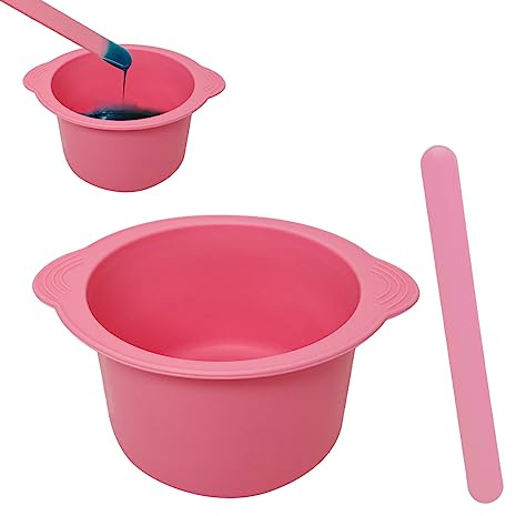 KVZVK Silicone Wax Bowl Non-Stick Hair Removal Pot Liner with Wax Spatula (Pink)