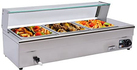 Acesunny Elektrische Buffetwärmer Speisenwärmer 1/2GN Warmhalter Essenwär Buffetwärmer Elektrischer Speisenwärmer Chafing Dish Wärmebehälter Speisewärmer Restaurant