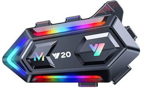 OBEST Auricolare Bluetooth per Casco,Cuffie per casco da moto con illuminazione RGB, Bluetooth 5.3 per moto Dual Noise Cancellation Subwoofer, IPX6,1000 mAh,Casco-Moto-Cuffie-Auricolare-Singola