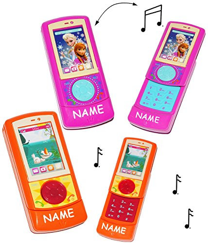 alles-meine.de GmbH Handy mit Sound & Musik - Frozen/die Eiskönigin - incl. Name - Auto Spielzeughandy/Kinderhandy - für Kinder/Jungen & Mädchen - Spielzeugtelefon - Sm..