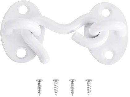 QUARKZMAN Loquet de Porte de Grange à Crochet et Œillet de 2 Pouces en Acier Inoxydable pour la Vie Privée, Quincaillerie de Verrouillage de Porte Coulissante pour Fenêtre, Chambre, Blanc