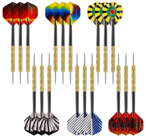 Lolileo Frecce in Metallo, 18PCS Dardo Albero E Freccette, Freccette Professionali, Freccette a Punta in Acciaio, Set di Freccette in Metallo a Punta in Acciaio(A)