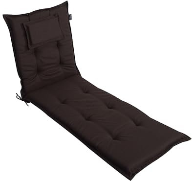 LILENO HOME Mar 1 cuscino per lettino a rotelle e sdraio da spiaggia, marrone cioccolato, cuscino imbottito per lettino da giardino (188 x 60 x 8 cm)