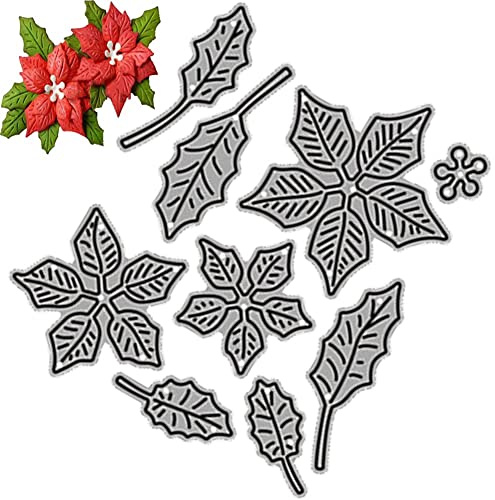 Jul metallskärning, jul julstjärna blomma stansar gör-det-själv prägling stencil mall för korttillverkning foto dekorativ scrapbooking
