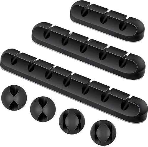 Support de câbles Clips de câbles, 3 pièces de gestion de câbles, Avec 2 couleurs de câble-organisateur pour bureau, câbles d'alimentation, câbles de charge USB, chargeurs, câbles audio