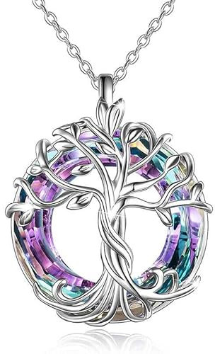 Tied By Love Tree of Life Necklace Jewellery Women's Celtic Knot Family Tree Pendant Crystal Irish Jewellery Gifts For Grandma Granddaughter Mother Niece For Birthday Mother's Day Special Occasion