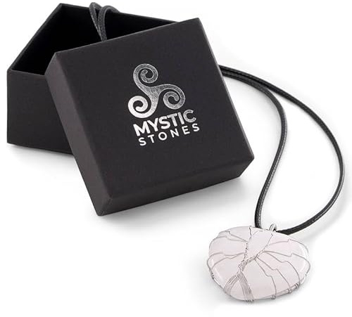 Colgante Cuarzo Blanco Mystic Stones | Forma de Corazón | Árbol de la Vida en Alambre Plateado | Energía Positiva y Armonía | Ideal para Cáncer y Piscis | Regalo Espiritual