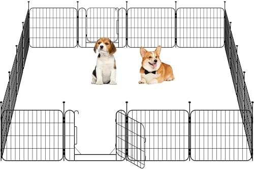 Yaheetech Recinto per Animali Domestici, 16 Pannelli Altezza 50 cm, Pieghevole con Porta per Interno ed Esterno, in Acciaio, per Cani, Cuccioli, Gatti e Conigli
