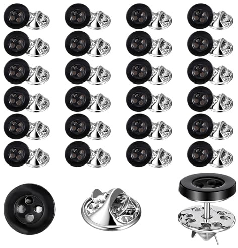 Elegaperma 24 PCS Jean Buttons,Detachable Black Button Pin,11.5 MM,4 Holes