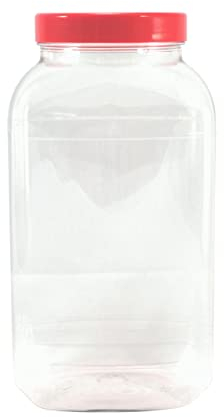 Empty Plastic Jar with Red Screw Top Lid 4430ml by Britten & James®. Food Grade PET Plastic - Perfect Storage Container for Sweets, Candy, Cookies, Supplements etc.