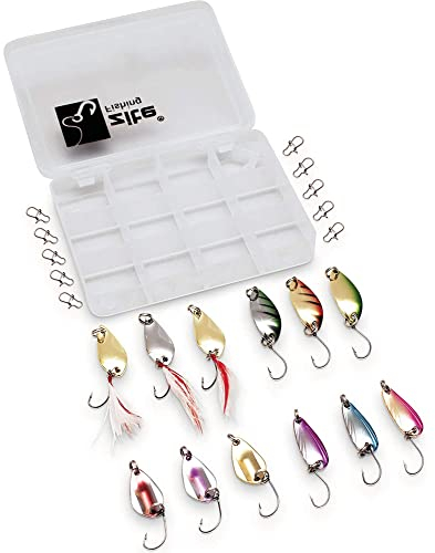 Zite Fishing Trout-Spoon Set 13-teilig - Forellen-Blinker in Kunstköder-Box - Auch Top Barsch-Köder und für Saiblinge