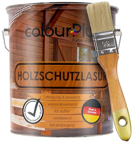 ColourPlus Holzschutzlasur außen 5 Liter - Eiche - wetterfeste Holzschutzfarbe mit UV-Schutz für Gartenmöbel, Zäune und Carports - Holzlasur und Holzschutz Öl-Lasur für außen