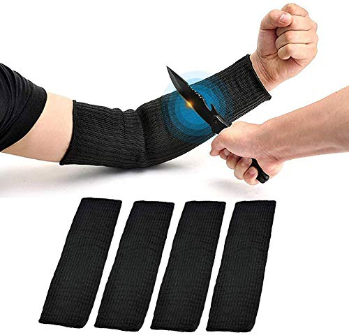 ruggito 2 Pair Black Arm Protection Kevlar Sleeve Cut Resitant Burn Resistant Anti Abrasion Safety for Garden Kitchen Farm Work