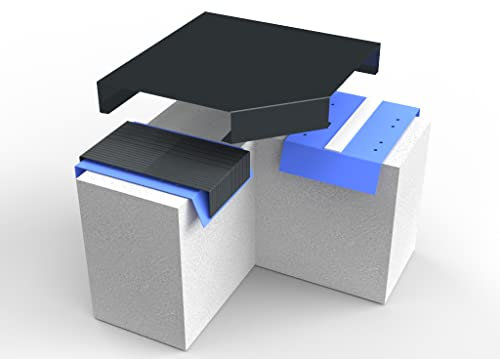 Alu-Mauerabdeckung Komplettsystem - Ecke 90° inkl. 2x Schnapphalter und 1x Stoßblech - Größe: M, Farbe: Anthrazit RAL 7016