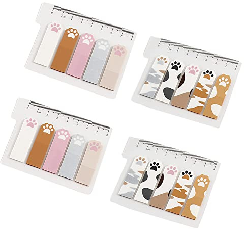 400 Pcs(Includes 2 Patterns) Page Markers Sticky Index Tabs,Cute Cat Paws Sticky Notes Tabs Self Adhesive for Marking Highlighting,Removes Cleanly,Writable, Durable