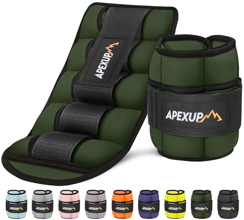 APEXUP Verstellbare Knöchelgewichte, Fitness Zubehör Gewicht 0,9–4,5 kg, modulare Beingewichtsriemen für Damen und Herren, für Yoga, Walking, Laufen, Aerobic, Fitnessstudio (grün)