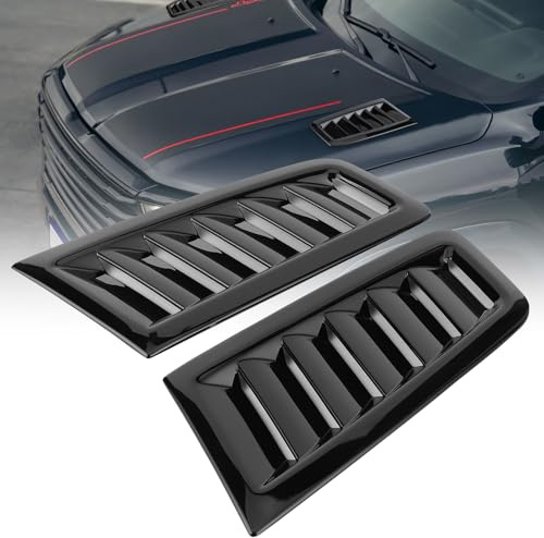 Ejoyous 2Pcs Presa D'aria Universale Scoop Bonnet Vent Air Aspirazione Scoop Turbo Bonnet Vent Hood Cover per Focus RS MK2 Style (Nero lucido)