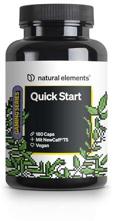 natural elements Quick Start mit Koffein (NewCaff®75) – 180 Kapseln – 6 Monate Reichweite – vegan, hochdosiert – in Deutschland produziert & laborgeprüft
