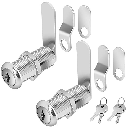 Cylinnda Cabinet Lock with Keys, 1-1/2 Long Cam Locks keyed Alike, Cam Lock Set for Cabinets Thick Drawers RV Storage Locks Tool Box with Keys, Zinc Alloy (2 Packs, 1-1/2 Inch)
