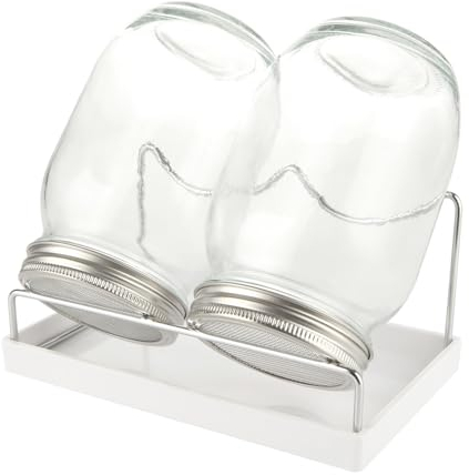 APACALI Keimglas für Sprossen 1000 ml, 2per Pack Sprossenglas Keimglas Set mit Siebsprossendeckeln, 2 Blackout-Ärmel, Tablett, Edelstahlständer，Sprossenglas zum Sprossen Züchten