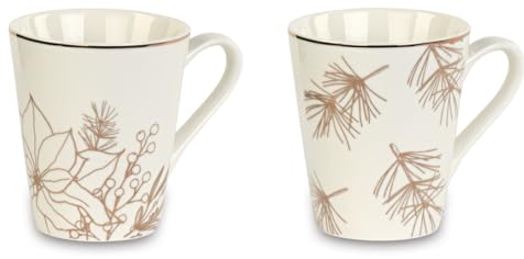 MAQA 2 pz Tazze colazione natale in porcellana 10 cm, set tazze natalizie con decorazioni, tazza mug natale da the