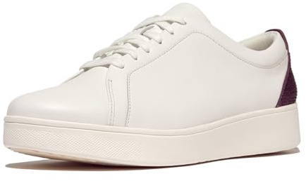 Fitflop Femme Baskets en Cuir Rally Crystal-Backtab Chaussure, Urban White Mauve Wine, 43 EU