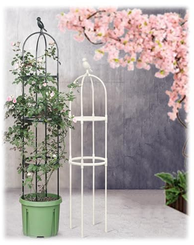 Tuteur Décoration De Patio Φ50cm Obélisque De Jardin Pour Plantes Grimpantes Tuteur Colonne De Terrasse Treillis En Métal Tour Vignes Support Antirouille Pour Légumes Fruits(Color:Noir,Size:ID50cmxH33