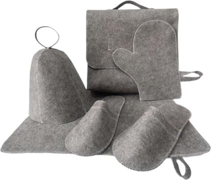 FewNvWa 5Pcs Sauna Hat Set Russian Bath Hat Gift Head Protect Indoor Russian Styles Accs Wool Sauna Hat Russian Sauna Set for Russian, Grey