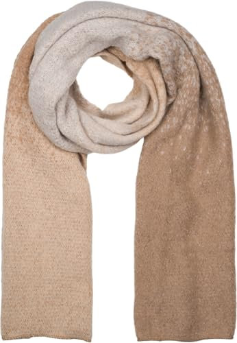 styleBREAKER Damen Web-Schal mit Pixel-Farbverlauf, warmer Winter-Schal im Ombré Look, mehrfarbige Farbübergänge 01017161, Farbe:Beige-Braun