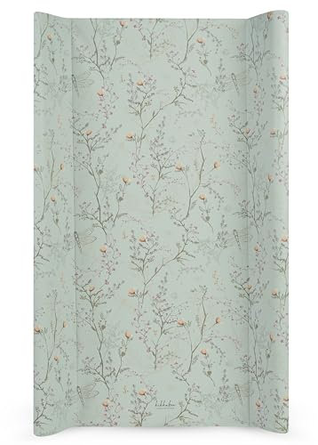 KikkaBoo Wickelauflage Abwaschbar 80x50 cm SECRET GARDEN, Für Babys, Wasserdicht Und Hygienisch, Weiche PVC-Oberfläche, Gepolstert, Für Wickeltisch Oder Kommode, Grün