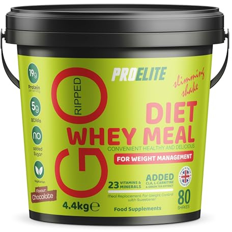 Diet Whey Ultralean Meal Replacement Shake Powder, 4.4kg, High Protein Shake Powdered Drink Mix, Low Calorie Diet & Weight Control Powder by PROELITE (4.4kg, Chocolate)