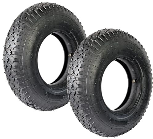 HERO Schubkarrenreifen 2 Stück Ersatzreifen 4.80/4.00-8 Reifen mit Schlauch Mantel Stollenprofil Tragelast 210kg Luftreifen für Schubkarre 2PR Durchmesser 400 mm Ersatzrad Schubkarrenschlauch Rad