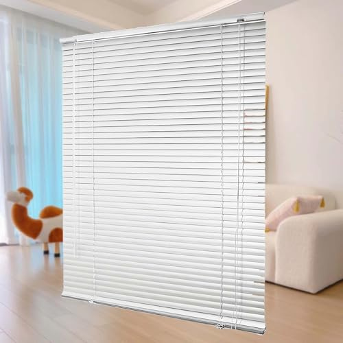 Persianas Venecianas para Cocina Estores de Aluminio Privacidad Persiana Enrollables Interior Láminas de Aluminio 25mm para Hogar Oficina Puertas Ventanas(Blanca)