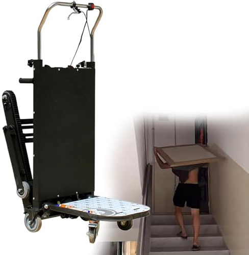Carretilla De Mano EléCtrica Portátil Duradero Carretilla para Subir Escaleras con Carga De 400 Kg Que Ahorra Mano De Obra con Mango TelescóPico Motor Sin Escobillas De 1200 W,01