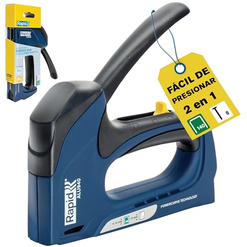 Rapid Grapadora Dual Profesional ALU940 para Grapas No. 140 Grapadora Manual con 3 Posiciones Ajustables, Tecnología Powercurve y Empuñadura Ergonómica (5001680)