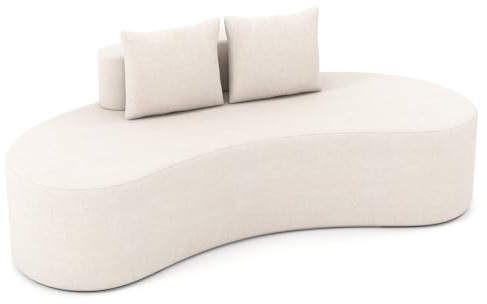 COSTWAY Canapé Compressé 2-3 Places, Canapé Courbé en Forme de Croissant avec 2 Coussins, Dossier Bas & Siège Spacieux en Mousse, Base Antidérapante, Aucun Assemblage, pour Salon, Bureau (Beige)