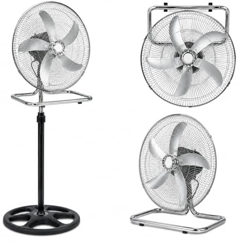 Fenix Home Ventilatore a Piantana 3 in 1 Silenzioso 60W, Ventilatore Tavolo Muro con Altezza Regolabile 125 cm, Oscillazione 90°, 3 Velocità, Timer, Pale Acciaio 40 cm, Casa Ufficio