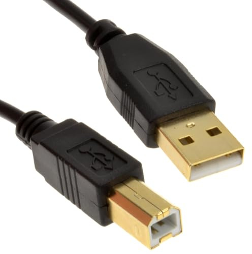 kenable Gold 24AWG USB 2.0 High Speed Cable Printer Lead A to B Black 1.8m